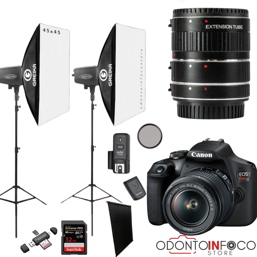 KIT 12 - CÂMERA T7+ KIT MACRO ( FILTRO + TUBO DEDICADO ) + ESTÚDIO FOTOGRÁFICO + BLACKOUT - GARANTIA DE FÁBRICA
