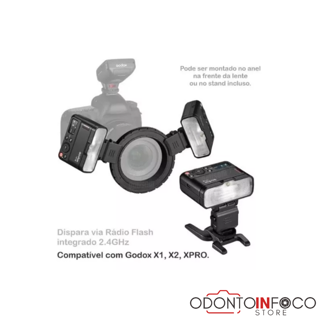( PAR ) FLASH ( ORIGINAL )GODOX MF-12 + ANEL DE MONTAGEM MF - AR + ANÉIS(49/52/55/58/62/67/72/77MM INCLUSOS).