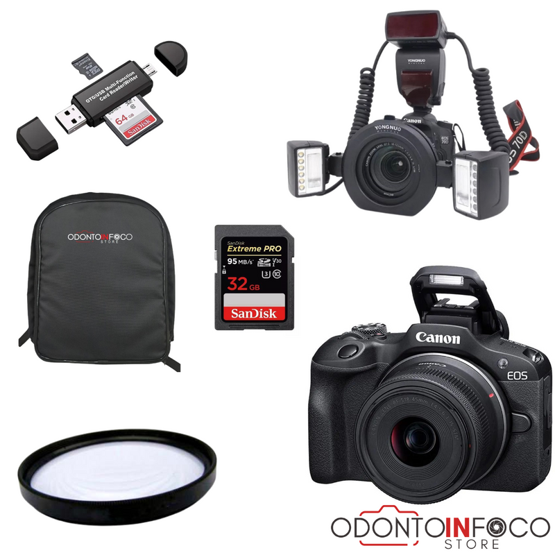 KIT 5 - CAMERA R100 + FILTRO MACRO +  FLASH TWIN YONGNUO YN24EX