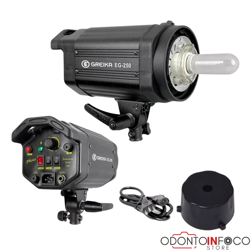 FLASH PARA ESTÚDIO GREIKA CAPAC.  EG-250 - 250W ORIGINAL - NÃO É BIVOLT