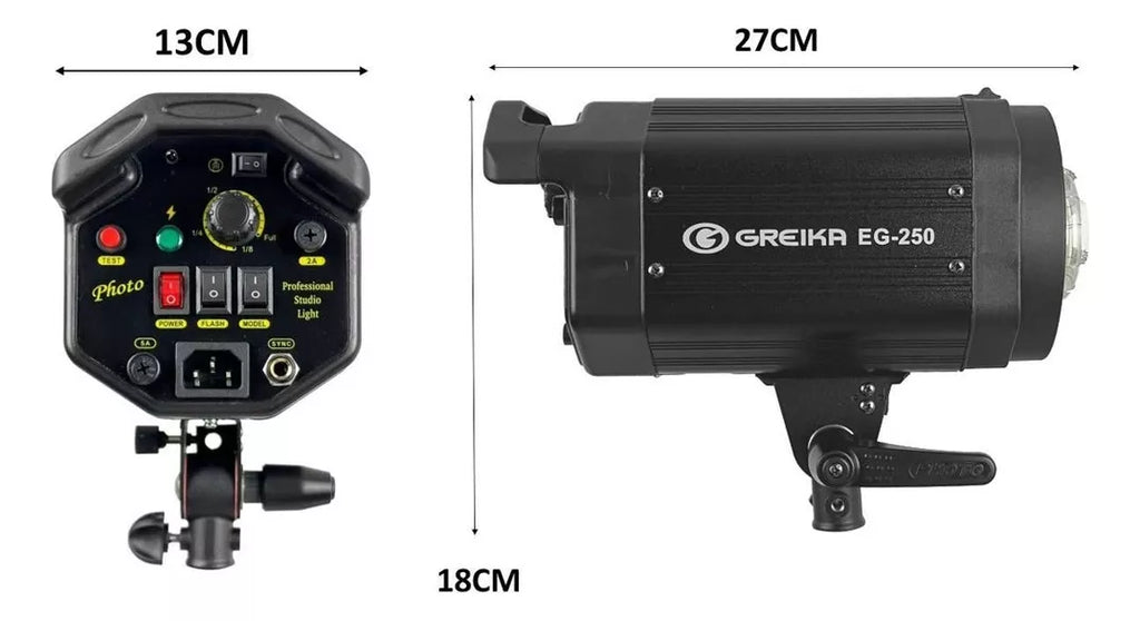 FLASH PARA ESTÚDIO GREIKA CAPAC.  EG-250 - 250W ORIGINAL - NÃO É BIVOLT