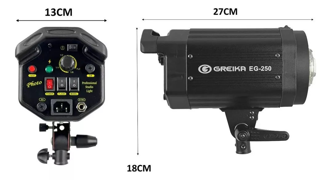FLASH PARA ESTÚDIO GREIKA CAPAC.  EG-250 - 250W ORIGINAL - NÃO É BIVOLT