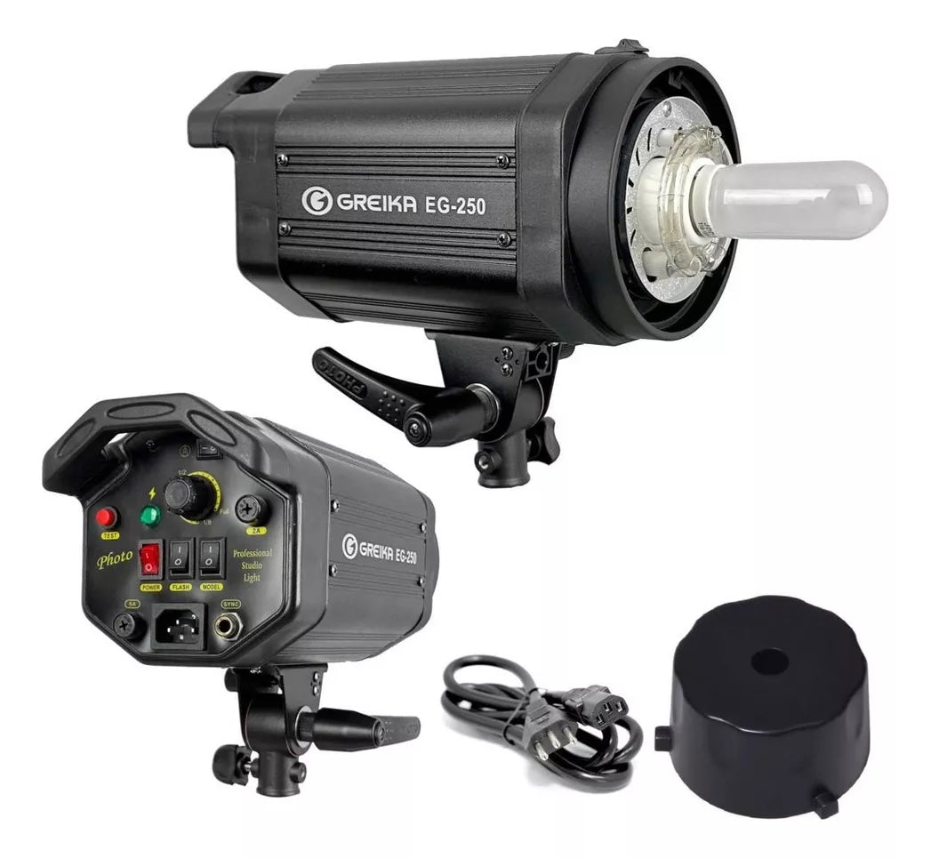 FLASH PARA ESTÚDIO GREIKA CAPAC.  EG-250 - 250W ORIGINAL - NÃO É BIVOLT