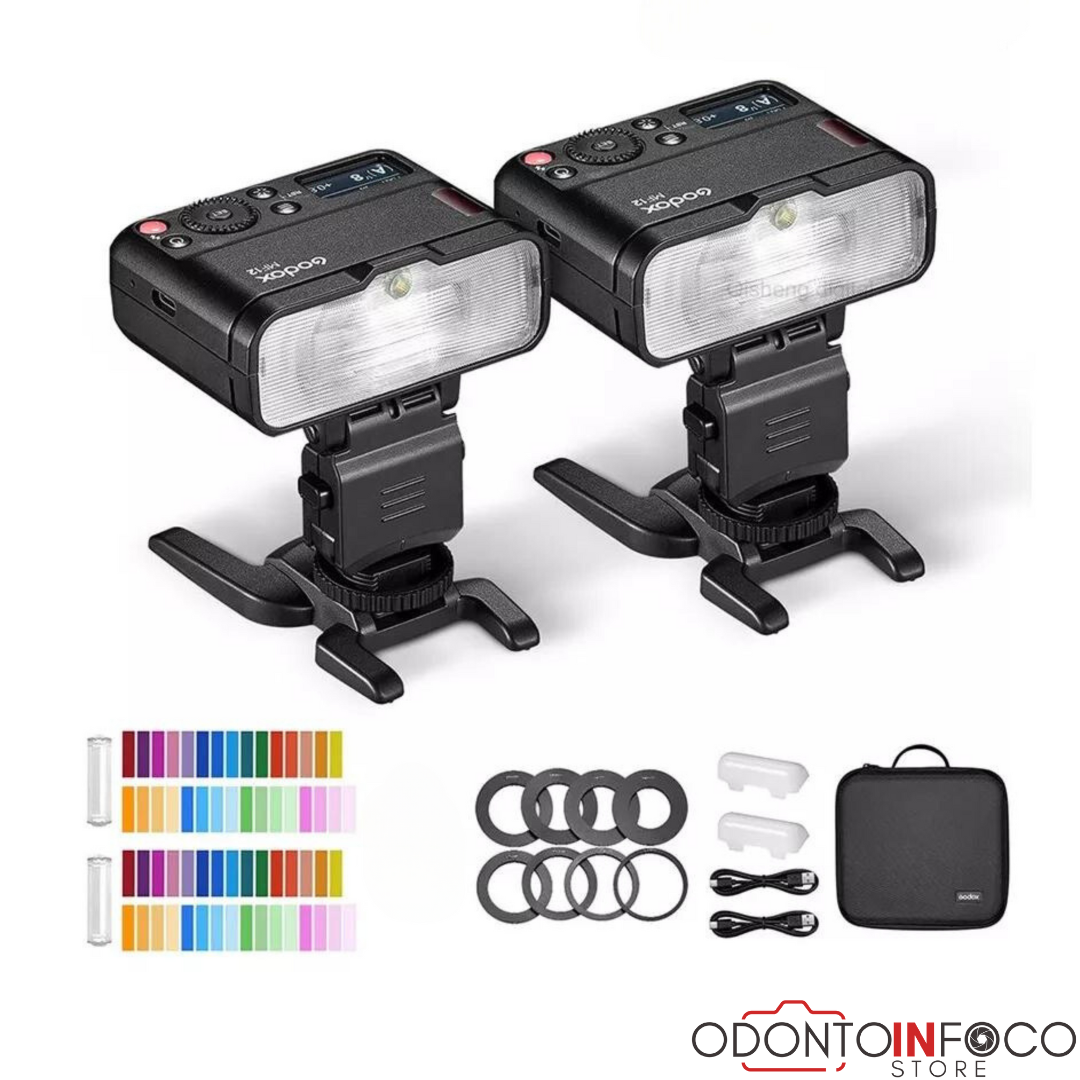 ( PAR ) FLASH ( ORIGINAL )GODOX MF-12 + ANEL DE MONTAGEM MF - AR + ANÉIS(49/52/55/58/62/67/72/77MM INCLUSOS).