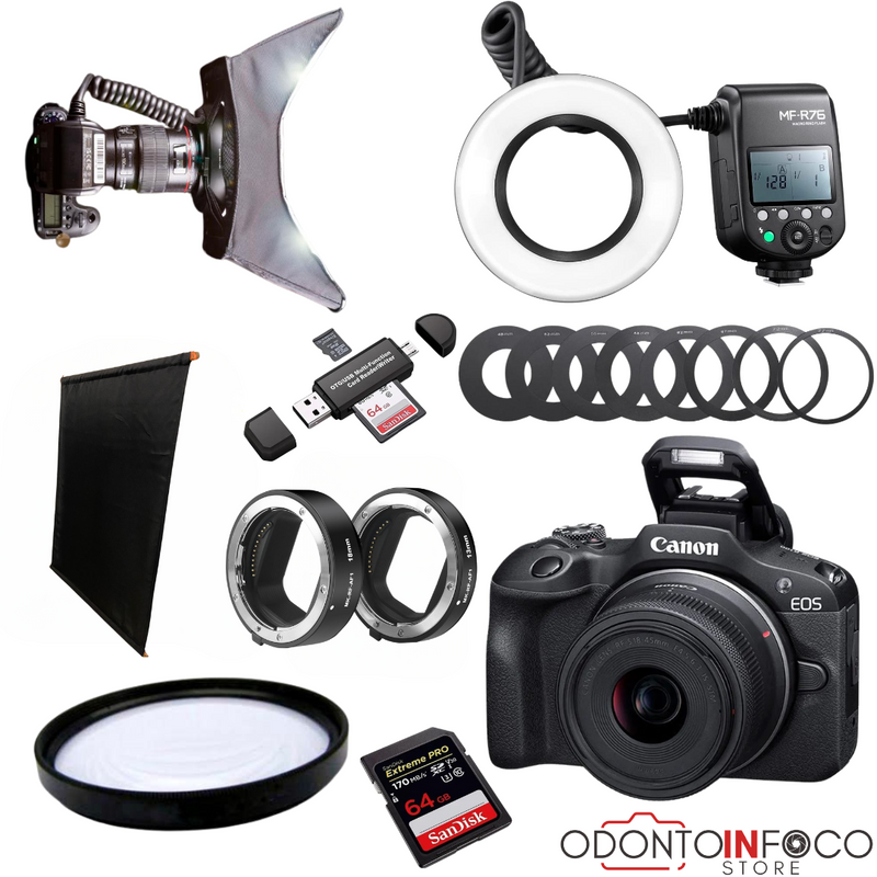 KIT 4- CÂMERA R100 + KIT MACRO + MF-R76 GODOX + GUMA RING ( GARANTIA DE FÁBRICA )