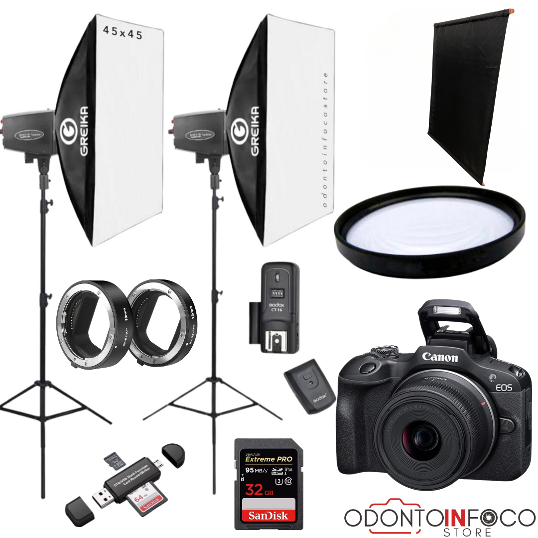 KIT 7 CÂMERA PROF. R100 + ESTÚDIO FOTOGRÁFICO + KIT MACRO ( GARANTIA DE FÁBRICA )