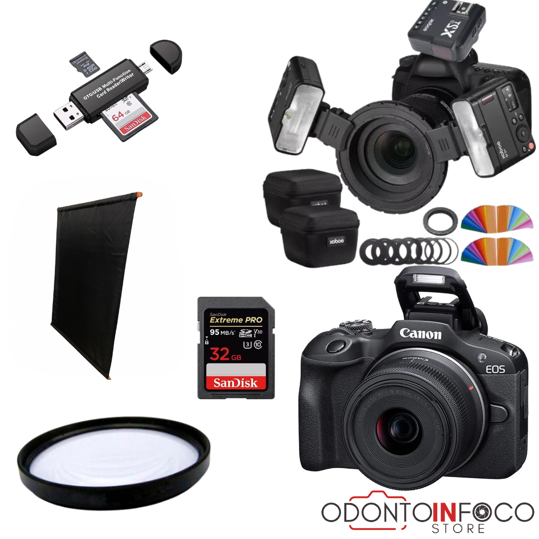 KIT 3 - CÂMERA R100 + KIT MACRO + FLASH  MF-12 GODOX ORIGINAL ( GARANTIA DE FÁBRICA )