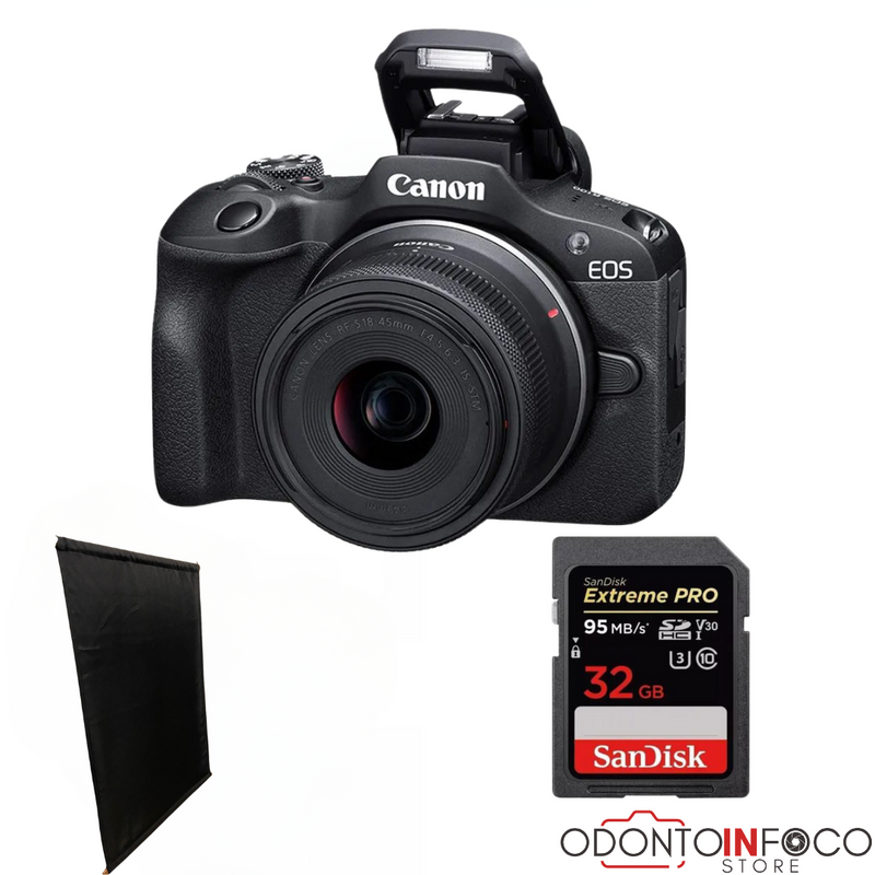 KIT CÂMERA CANON R100 MIRRORLESS + BLACKOUT + CARTÃO DE MEMÓRIA + OFERTAS