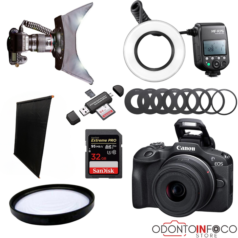 KIT 4- CÂMERA R100 + KIT MACRO + MF-R76 GODOX + GUMA RING ( GARANTIA DE FÁBRICA )