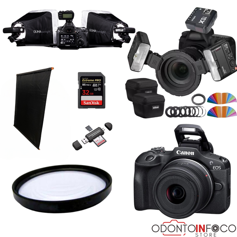 KIT 6 CÂMERA PROFISSIONAL R100 + KIT MACRO + FLASH TWIN GODOX MF-12 ORIGINAL + GUMA TWIN  ( GARANTIA DE FÁBRICA )
