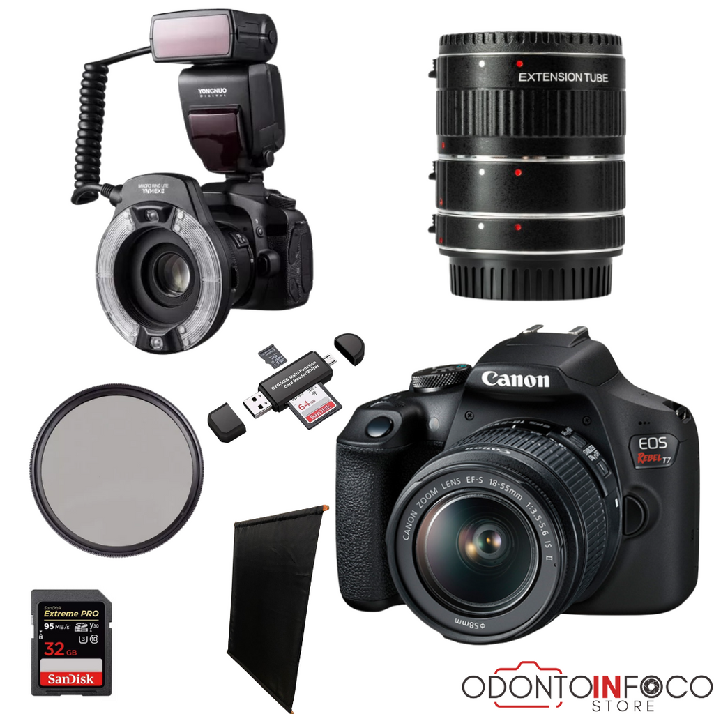 KIT 1 - CÂMERA T7+ KIT MACRO (TUBO + FILTRO DEDICADO) + FLASH CIRCULAR YOUNGNUO + BLACKOUT - GARANTIA DE FÁBRICA!