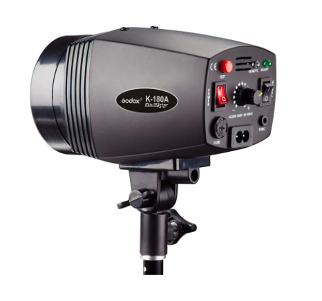 FLASH PARA ESTÚDIO K180 GODOX CAPAC. 180W ORIGINAL - NÃO É BIVOLT. COM LÂMPADA MODELADORA EM LED ( ÚNICO DO MERCADO )