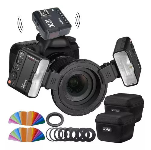 FLASH P/NIKON MF12 MACRO TWIN GODOX + CARRREGADOR INTELIGENTE E PILHAS RECARRAGÁVEIS INDICADAS PARA O EQUIPAMENTO.